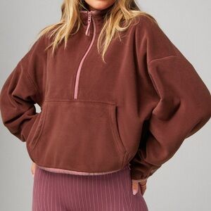 Fabletics Women’s Burgundy Half Zip Hoodie | Cozy Oversized | L